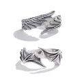 2PCS Fashionable And Simple Angel And Devil Wing Rings, Retro Personalized Open Mouth Men's And Women's Rings Available For Whol