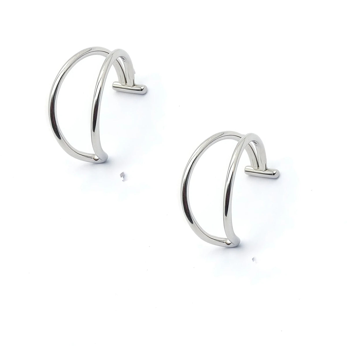 2PCS Trendy 10mm Stainless Steel Punk Clip on Fake Piercing Nose Wrap Lip Rings Unisex Nose Ring Women Men Tusk Body Jewelry