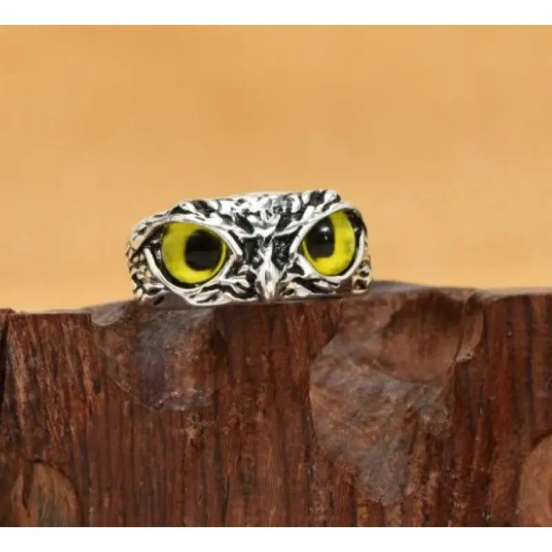 Multicolor Evil Eye Owl Adjustable Ring Antique Silver Gothic Punk Unisex Animal Finger Ring Women Men Fashion Jewelry Gift