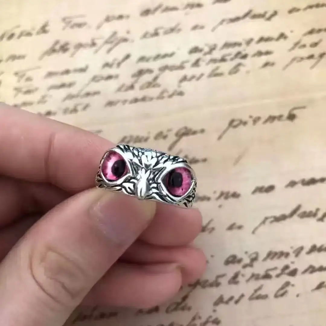 Multicolor Evil Eye Owl Adjustable Ring Antique Silver Gothic Punk Unisex Animal Finger Ring Women Men Fashion Jewelry Gift