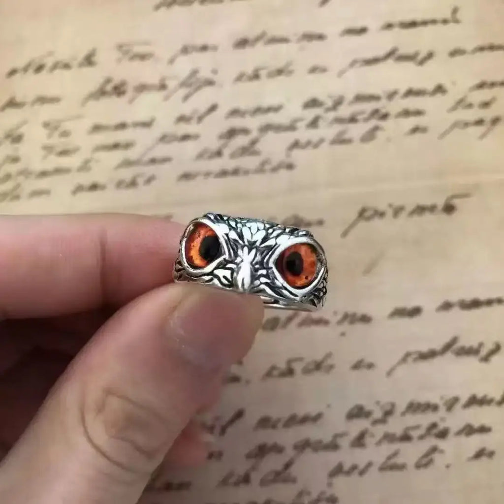 Multicolor Evil Eye Owl Adjustable Ring Antique Silver Gothic Punk Unisex Animal Finger Ring Women Men Fashion Jewelry Gift