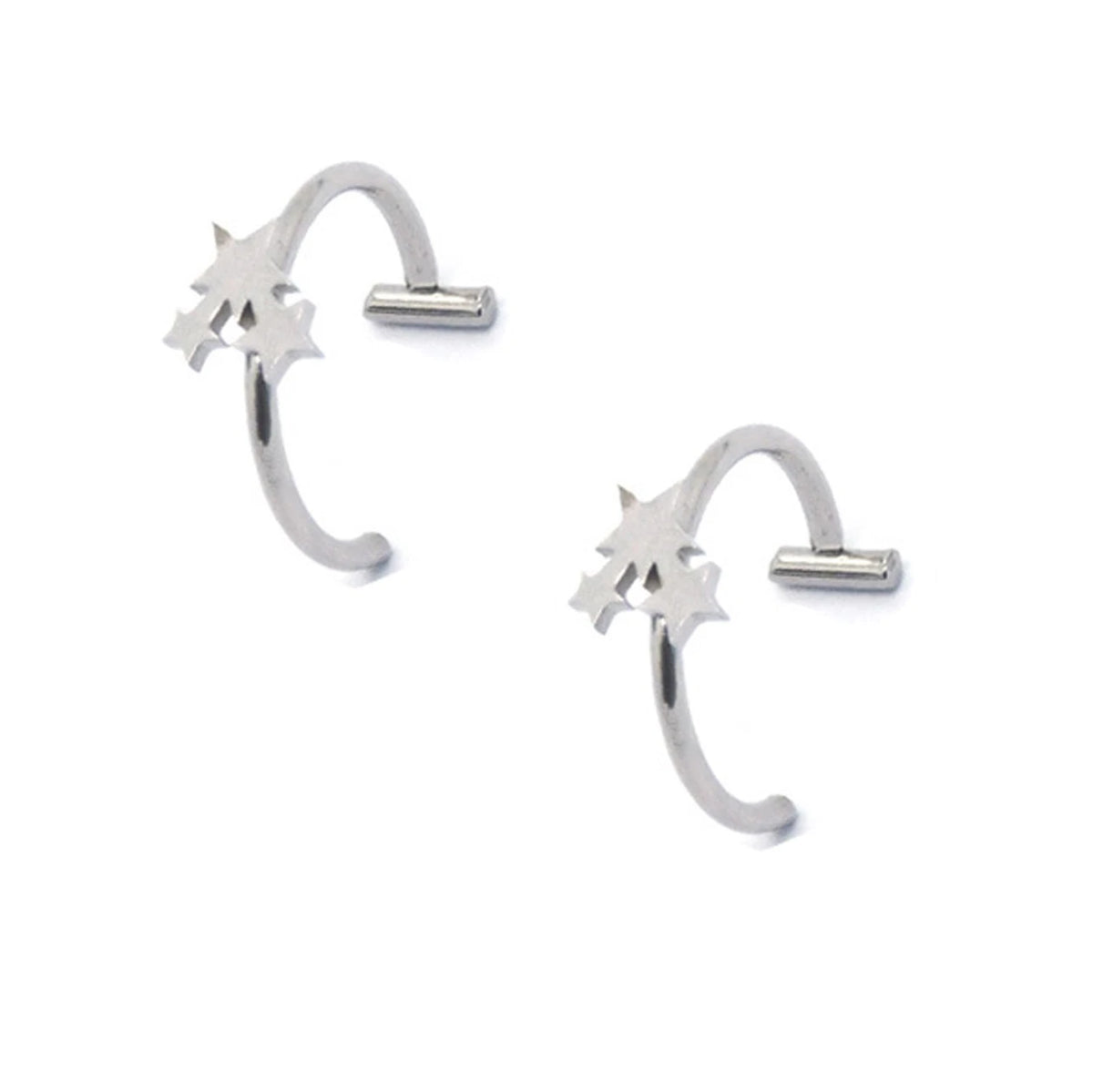 2PCS Trendy 10mm Stainless Steel Punk Clip on Fake Piercing Nose Wrap Lip Rings Unisex Nose Ring Women Men Tusk Body Jewelry