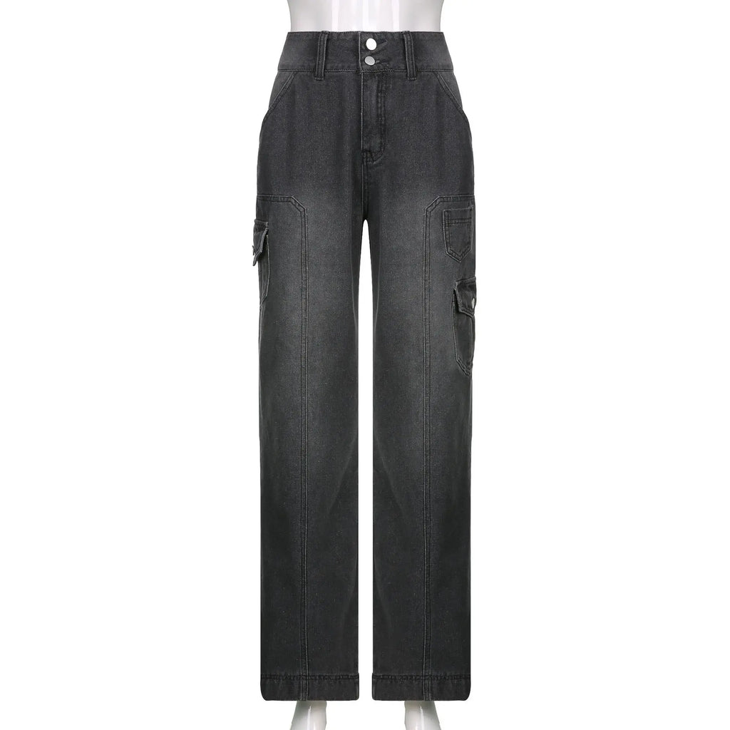 Women Flare Stretch Moustache Jeans Fashion Skinny Bell Bottom High Waist Gray Denim Pants Lady Classic Y2K Punk Long Trousers
