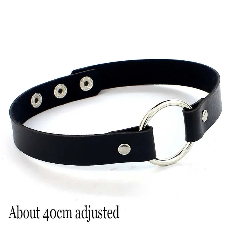Black PU Leather Punk Choker Collar Necklace with Rivets Gothic Femme Jewelry for Party Club Sexy Goth Pendientes