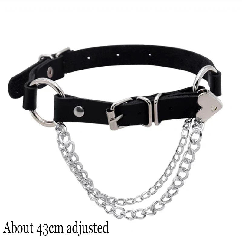 Black PU Leather Punk Choker Collar Necklace with Rivets Gothic Femme Jewelry for Party Club Sexy Goth Pendientes