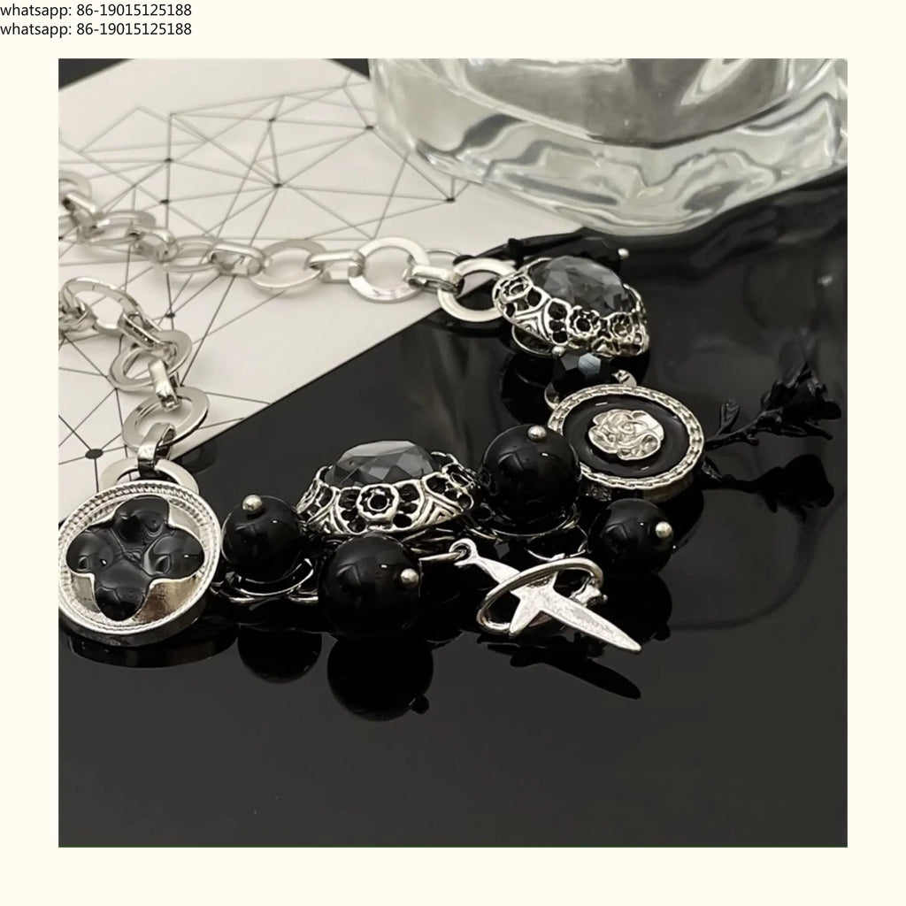 Button star necklace heavy industry babes sweet cool subculture exaggerated goth punk Europe and America