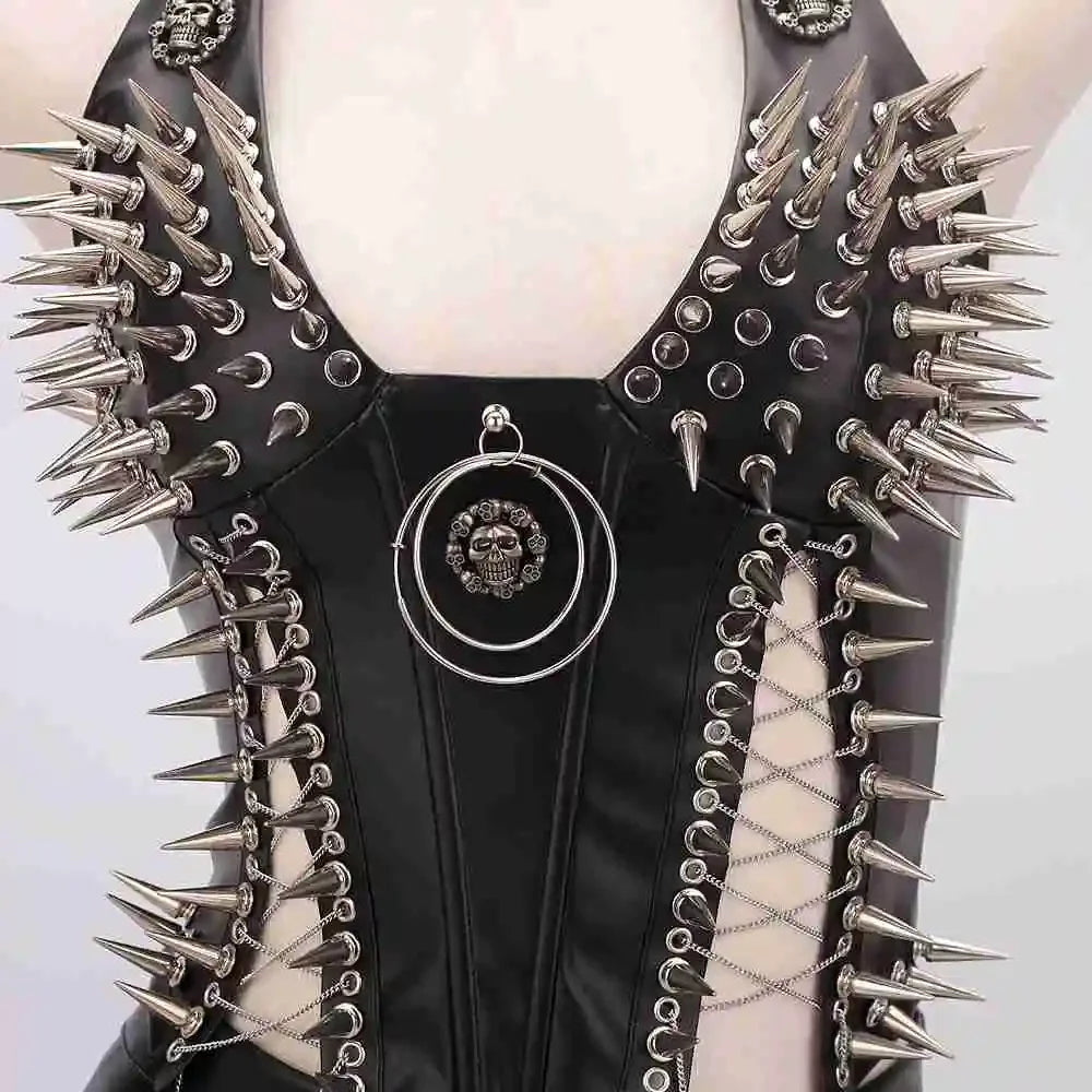 Goth Top Y2K Clothes Women's Tanks Emo Clothing Gothic Boho Tops with Spikes Punk Rock Teens Festival Spiked Bra Grunge T Shirt
