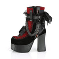 Gothic Style Chain Lace Up Bow Women Short Boots Retro Round Toe Square Heel Chunky Platform Ankle Boots Punk Ladies Party Shoes
