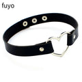 Black PU Leather Punk Choker Collar Necklace with Rivets Gothic Femme Jewelry for Party Club Sexy Goth Pendientes