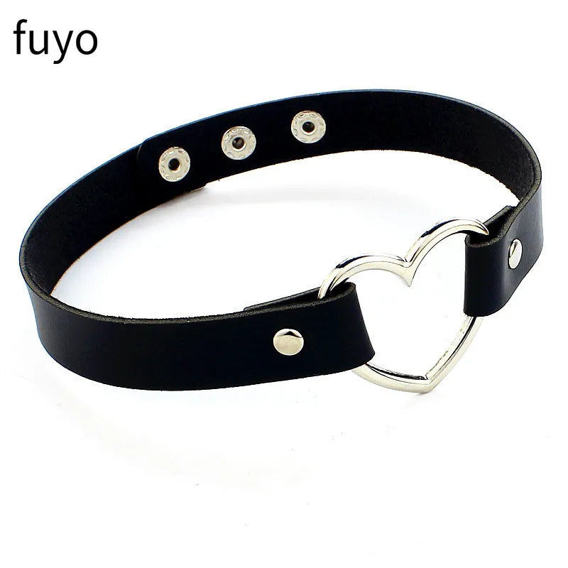 Black PU Leather Punk Choker Collar Necklace with Rivets Gothic Femme Jewelry for Party Club Sexy Goth Pendientes