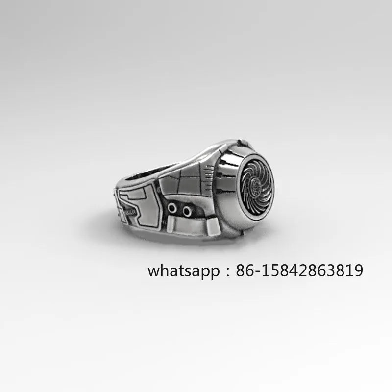 Racing Engine Turbo Men Rings Vintage Punk Rock