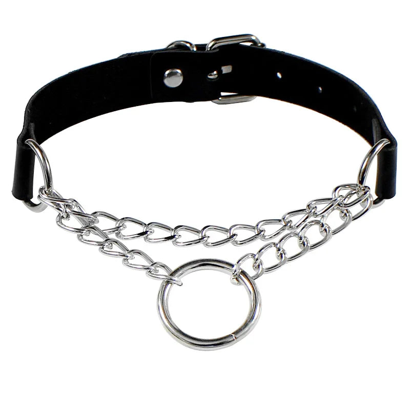 Black PU Leather Punk Choker Collar Necklace with Rivets Gothic Femme Jewelry for Party Club Sexy Goth Pendientes