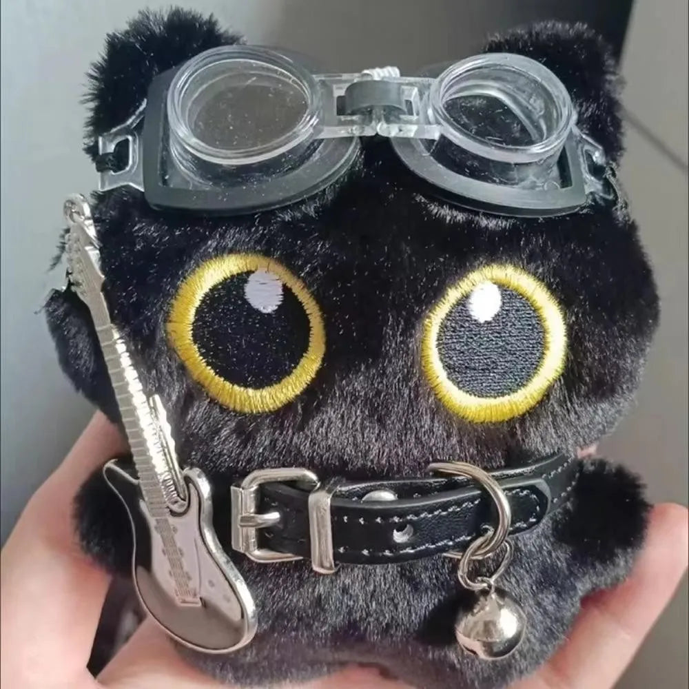 Punk Style Black Cat Keychain Cute Big Eye Cat Bag Charm Gift Keyboard Keychain Stress Relief Toy Decompression Toys Gift