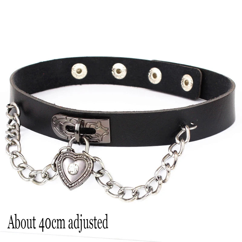 Black PU Leather Punk Choker Collar Necklace with Rivets Gothic Femme Jewelry for Party Club Sexy Goth Pendientes