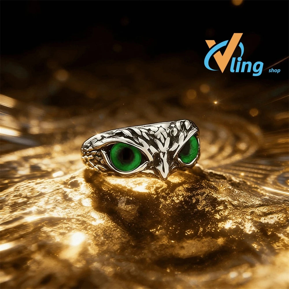 Multicolor Evil Eye Owl Adjustable Ring Antique Silver Gothic Punk Unisex Animal Finger Ring Women Men Fashion Jewelry Gift