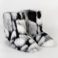 Women Faux Fur Boots Winter Fluffy Plush Warm Mid Calf Snow Boots Luxury Fashion Furry Boots Comfortable Outdoor Flat Shoes