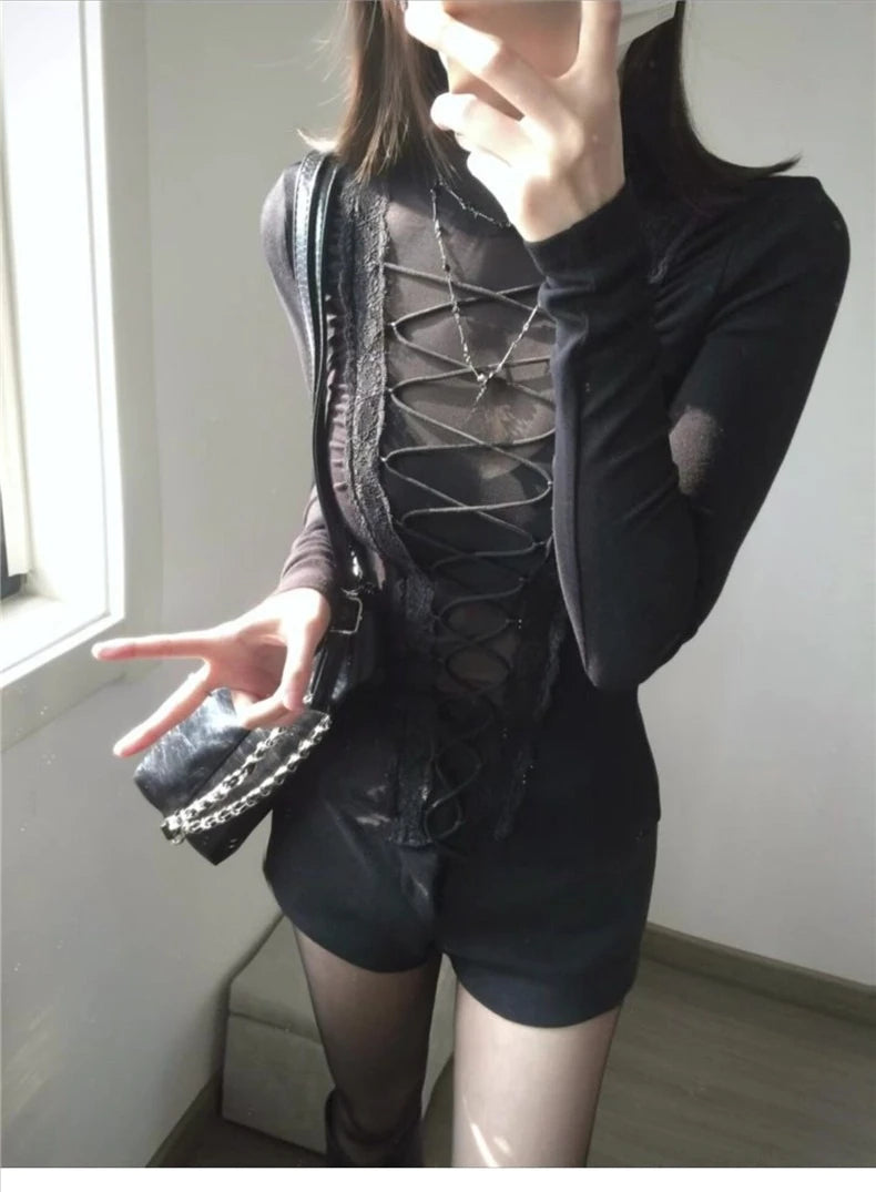 2026 Korean Punk Subculture Print Short Sleeve T-shirts Y2K Harajuku Gothic Loose Tees Streetwear Retro 2000s Vintage Women Tops